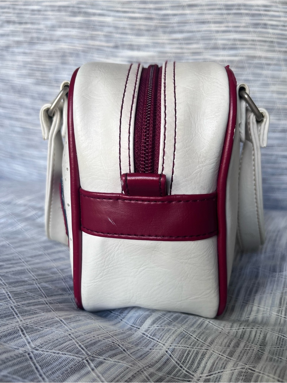 Roots White Mini Bag with Burgundy '73' Patch - Picture 6 of 8
